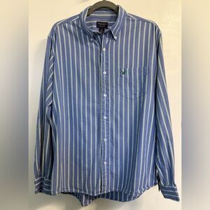 American Eagle Button Down Shirt Cotton Blue Stripe Men’s Large Vintage Preppy
